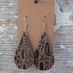 Handmade Embossed Drop Leather Sterling Silver …